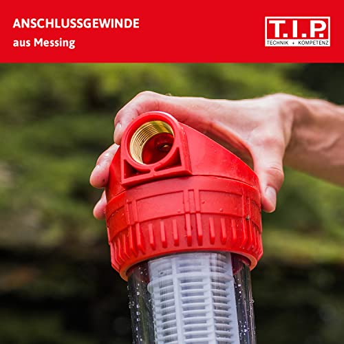 T.I.P. Vorfilter für Garten Pumpen und Hauswasserwerke 12,7 cm (5 Zoll) (Wasserdurchfluss bis 7.000 l/h, inklusive waschbarer Filterpatrone, Transparenter Filterkopf aus hochwertigen Kunststoff) 31052 - 3