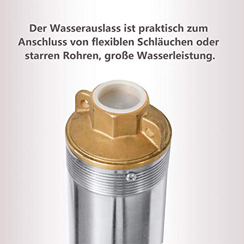 Hengda 0.75kW/1hp Tiefbrunnenpumpe bis 4.000 l/h Fördermenge Edelstahl Brunnenpumpe Sandverträglich Tauchdruckpumpe 6.7 bar max - 5